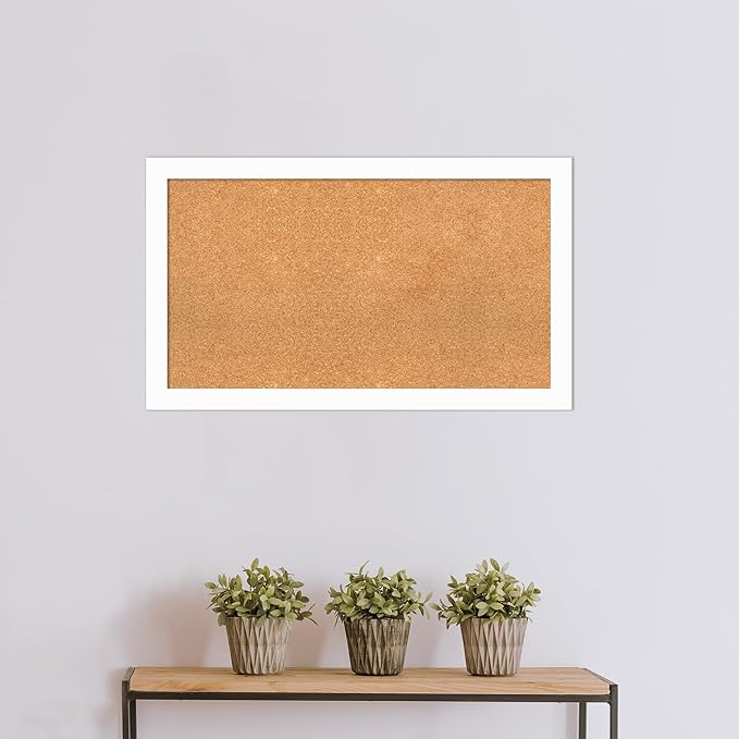Amanti Art Natural Cork Board for Wall, 23x39 Vision Board with White Frame, Large Corkboard Office Decor for Home Organization, Casual Corkboard Pinboard to Display Items for Home Organization in