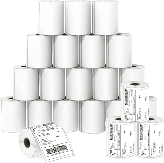 MFLABEL® 40 Rolls of 250 4x6 Direct Thermal Blank Shipping Labels for Zebra 2844 Zp-450 Zp-500 Zp-505