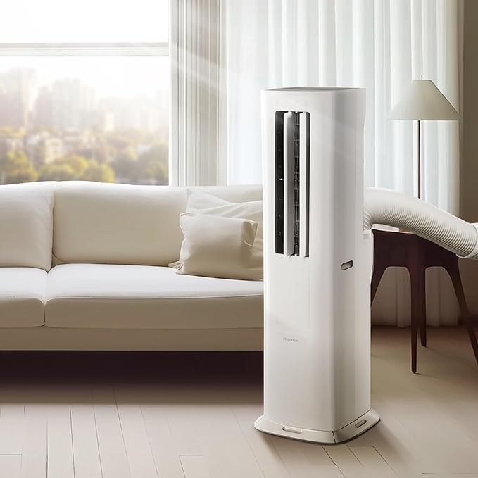 Hisense API0825UW1D Smart Inverter Twin Hose 8,000 BTU (DOE) 350 SF Heat/Cool Tower Portable Air Conditioner, White