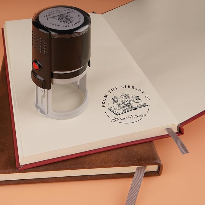 Custom Self-Inking Stamps | Personalized Book Stamp Gift for Book Lovers | 5 Ink Colors (Style13)