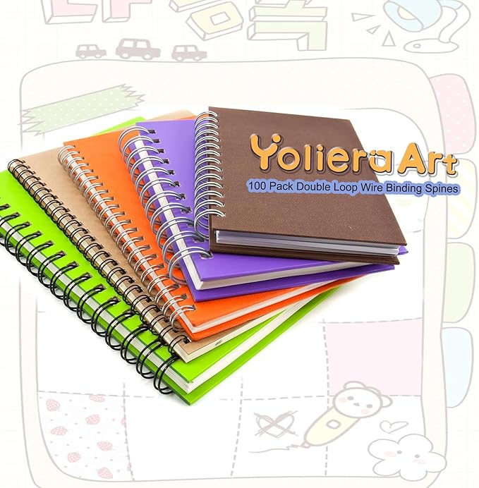 1/2 Inch Wire Cinch Book Binding Black 3:1 Pitch, 100 Pack Double Loop Metal Spiral for Bindings Fit for School Office Notebook Maker, YolieraArt Office Products Binding Combs 100 Sheet Capacity