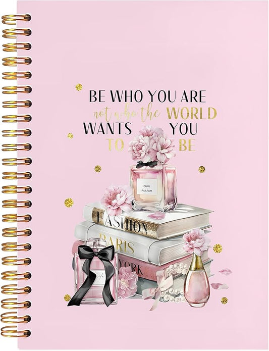 BearCake Pink Positive Affirmations Gifts Notebook Journal for Women,be who you are not who the world wants you to be Journaling Notebook,Hardcover Spiral Notebook 5.5x8.3