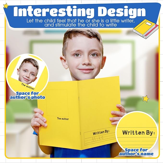 Henoyso 48 Pcs Primary Composition Notebook K-2 9 3/4 x 7 1/2 Inch Primary Journal, Back to School Supplies, Bulk Blank Writing Book for Kid to Write Draw Journal 60 Page Notebooks (Colorful)