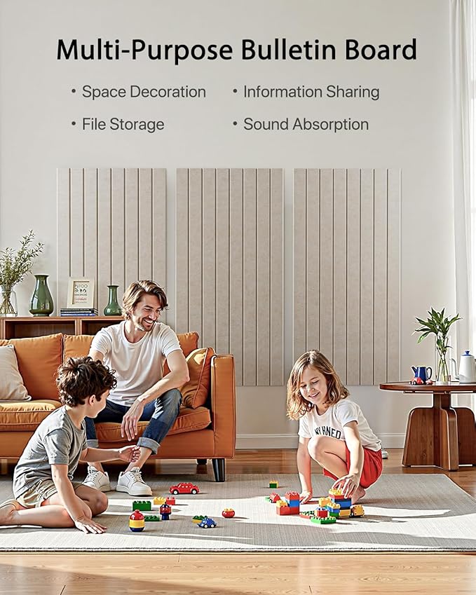 Soundsbay Large Cork Board, 71" x 47" Bulletin Board, 3 Pack Felt Wall Tiles Self-Adhesive, Pin Board for Walls Office Home Classroom Decor