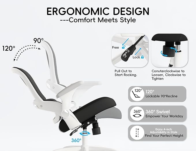 TRALT Beige Gaming Chair - Ergonomic Office Chair with Back Support, Home Office Desk Chairs, Computer Chair, 330lbs Wide Seat Big and Tall Office Chair for Professionals (White Black)