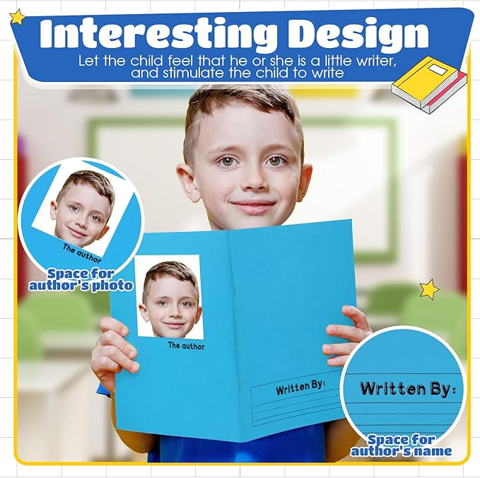 Henoyso 12 Pcs Primary Composition Notebook K-2 9 3/4 x 7 1/2 Inch Primary Journal, Back to School Supplies, Bulk Blank Writing Book for Kid to Write Draw Journal 60 Page Notebooks (Mixed Color)