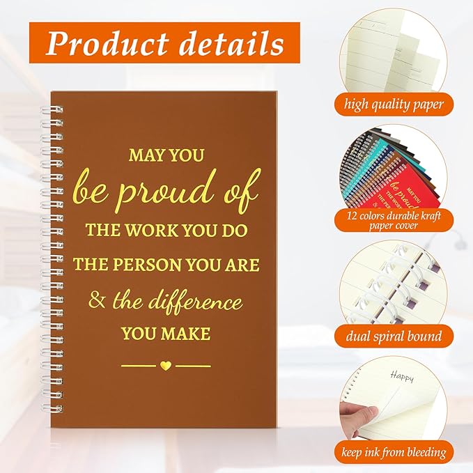 Colarr 24 Pcs A5 Inspirational Spiral Notebook Bulk Appreciation Gift 6x8 Inch Motivational Notepad 100 Page/50sheet Lined College Ruled Journal for Employee Coworker Teacher Nurse (Dark Colors)