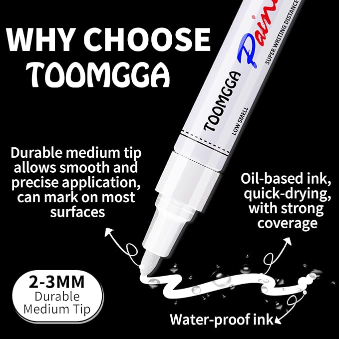 Gold Paint Pens Permanent Paint Markers 12 Pack Oil Based Markers, Quick Drying and Waterproof Marker Pen, Car Tire, Metal, Rock Painting, Wood, Ceramic, Plastic, Canvas, Mugs, Medium Tip