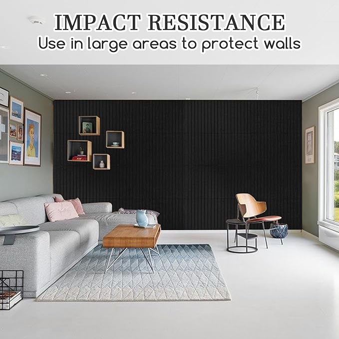 Large Cork Board Alternative, 15 Pack Felt Board with Safe Removable Adhesive Tabs Felt Wall Tiles, Large Cork Boards for Walls, Cork Board for Home Office, Pin Boards for Walls, Stripe Black