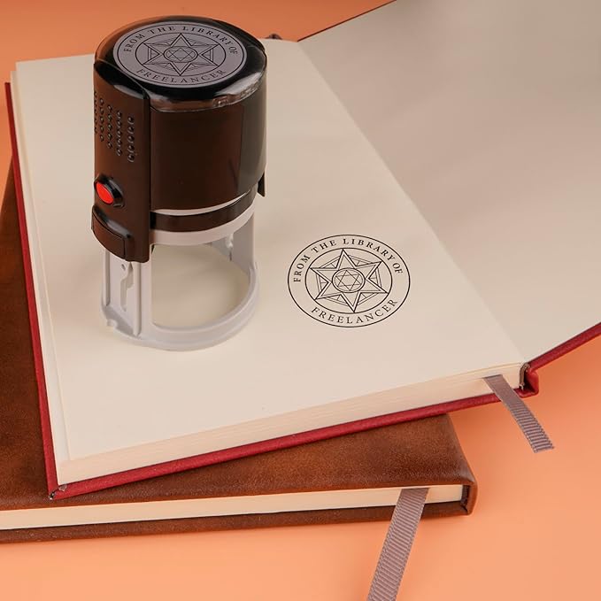 Custom Ink Stamp | Personalized Self Inking Stamp Gifts for Book Lovers, Readers, Teachers | 5 Ink Colors (Star-04)