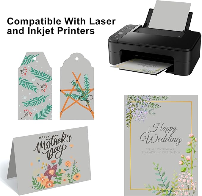 OcePor 50 Sheets Grey Cardstock Paper, Colored Printer Paper 8.5 x 11, Card Stock Thick Construction for Craft,Scrapbook，Office Printing, Invitations, Certificates，92 lb/250gsm