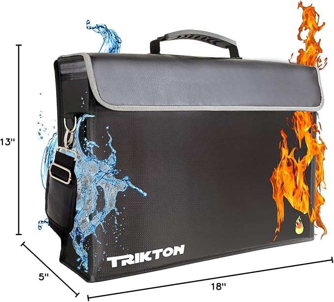 Fireproof and Waterproof Document Bag XXL 17.5x13x5 with Lock TSA for Travel, High-Viz Design, Fireproof Lock Box for Documents, Holds A3, Legal Size Files, Developed by USA Engineers and Firefighters