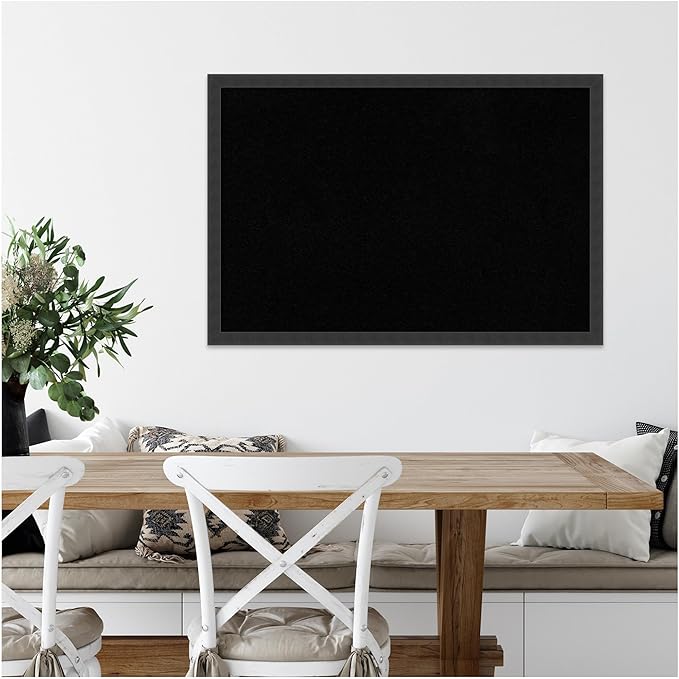 Amanti Art Black Cork Board for Wall, 26x38 Vision Board with Black Wood Frame, Large Corkboard Office Decor for Home Organization, Modern Contemporary Corkboard Pinboard to display items for home