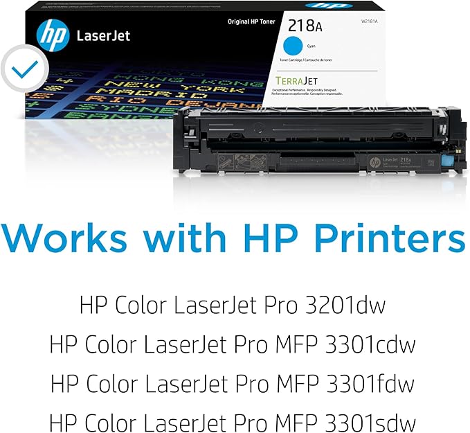 HP 218A Cyan Toner Cartridge | Works with Color Laserjet Pro 3201, MFP 3301 Series | W2181A