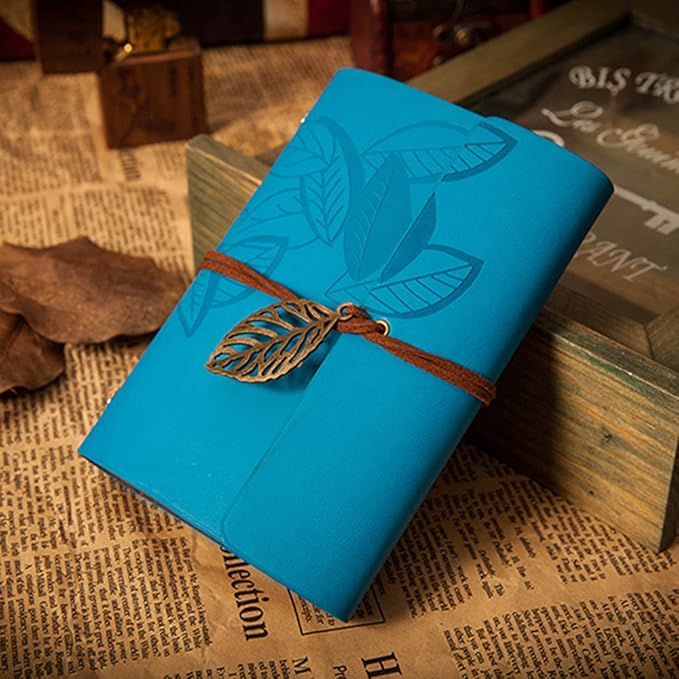 EvZ Vintage Blue PU Leather Cover Loose Leaf Blank Notebook Journal Diary Gift
