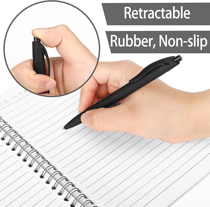 Fulmoon 150 Pcs Ink Click Pens Bulk Gel Writing Retractable Ballpoint Pens 1.0 mm Medium Point No Bleed Bulk for Office Supplies Teacher Stationery(Black)
