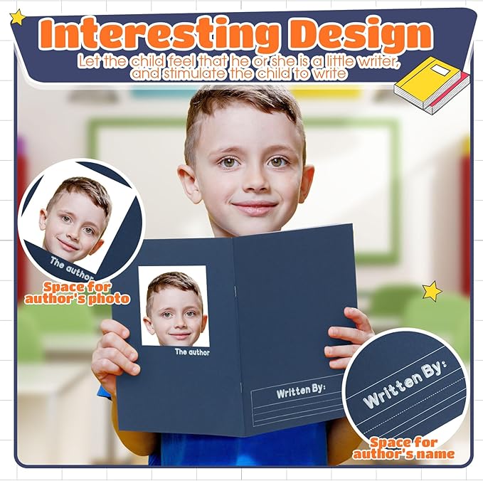 Henoyso 12 Pcs 120 Pages Primary Composition Notebooks K-2 9 3/4 x 7 1/2 Inch Journals Primary Journals Blank Books for Kids to Write Stories Kindergarten (Dark Color)