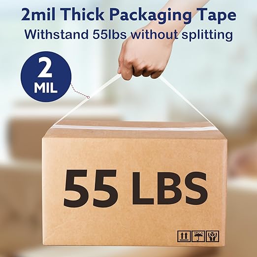 Clear Packing Tape (12 Rolls), Heavy Duty Packaging Tape for Shipping Packaging Moving Sealing, 2 inches Wide, 65 Yards Per Roll