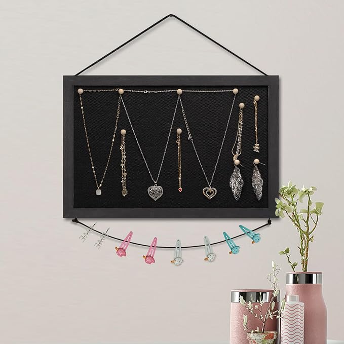 Miratino Pin Board Bulletin Board, 16 "x11 Black Linen Cork Boards for Walls with Black Frame ，Vision Board for Home Kitchen School Office Decor