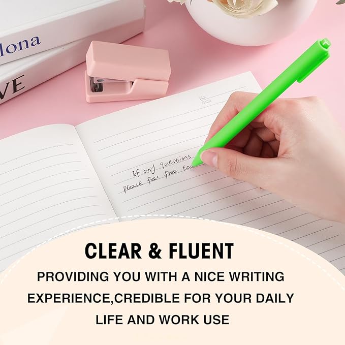 Fulmoon 50 Pcs Ballpoint Pens Bulk Retractable Comfortable Writing Pens Cute Back to School Supplies in Medium Point 1.0 mm for Teacher Student Bridal Shower Baby Shower (Neon Color)