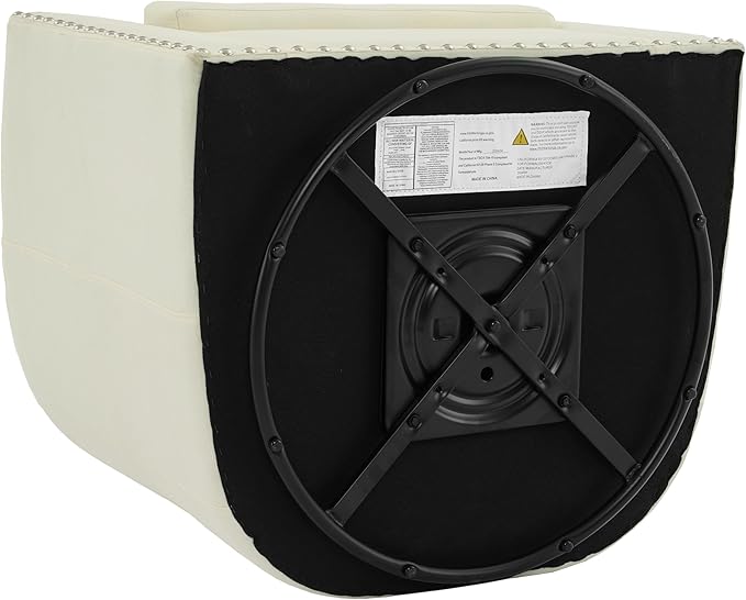 UIXE 360° Swivel Barrel Accent Chair Set of 2, Modern Upholstered Arm Chair Round Club Armchair, Nailhead Trim Single Sofa Seating in Fabric for Living Room - White