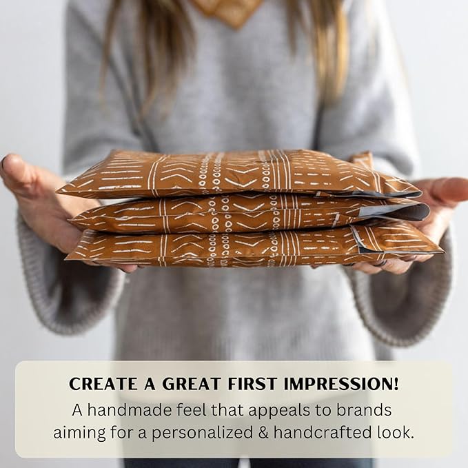 Poly Mailers 6x9 Inch 100 Pack Small Shipping Bags Strong Thick Mailing Envelopes | Self Sealing Adhesive | Waterproof & Tear Resistant | Small Business Packaging for Clothing - Boho Brown