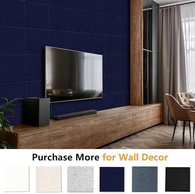 Large Cork Board for Wall with Pins, 36" x 24" Bulletin Board Self-Adhesive Pin Board | Customized 6 Packs Felt Tiles for Office Home Wall Decor, Navy