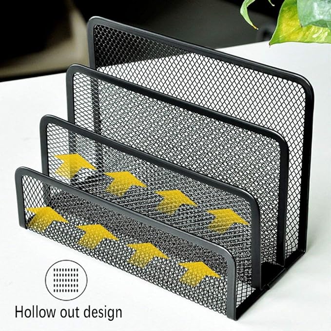 wishacc Desk Mail Organizer Small File Holders Letter Metal Mesh Document/Filing/Folders/Paper Organizer for Desktop