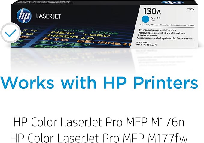 HP 130A Cyan Toner Cartridge | Works with HP Color LaserJet Pro MFP M176, M177 Series | CF351A
