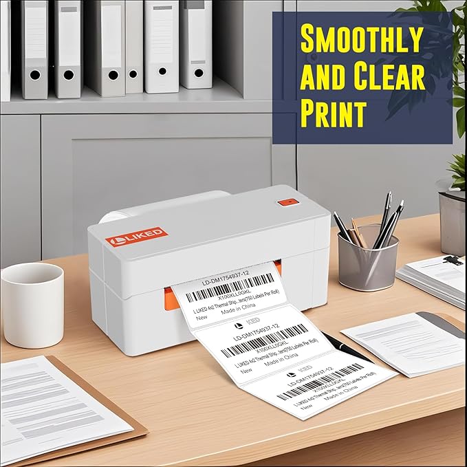 L LIKED 4" x 2" Direct Thermal Labels, Permanent Adhesive Barcode Shipping Labels & Compatible with Rollo, Zebra and other Desktop Printers (12 Rolls, 9000 Labels)