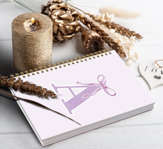 foedor Coquette Trendy Preppy Purple Bow Spiral Notebook,Initial A Journal Personalized Teen Girl Gifts,Monogrammed Gifts for Women Teen Girl,College Ruled Hardcover Spiral Notebook(purple)