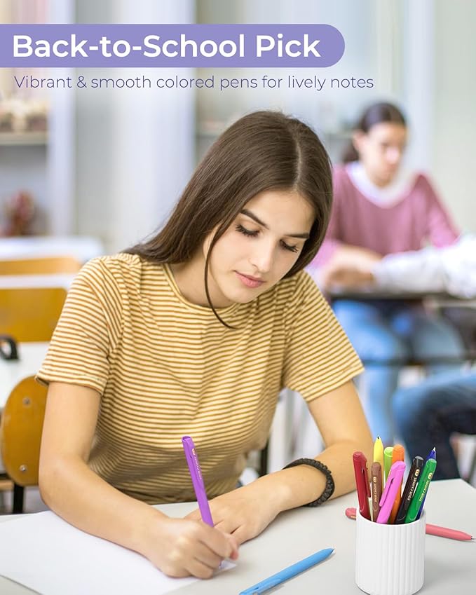 Four Candies Quick Dry Ink Colored Pens Set, 12 Colors Retractable Gel Pens, 0.7mm Fine Point Colorful Pen for Note Taking & Drawing, Colored Gel Pen with Comfort Grip for Office, School & Home