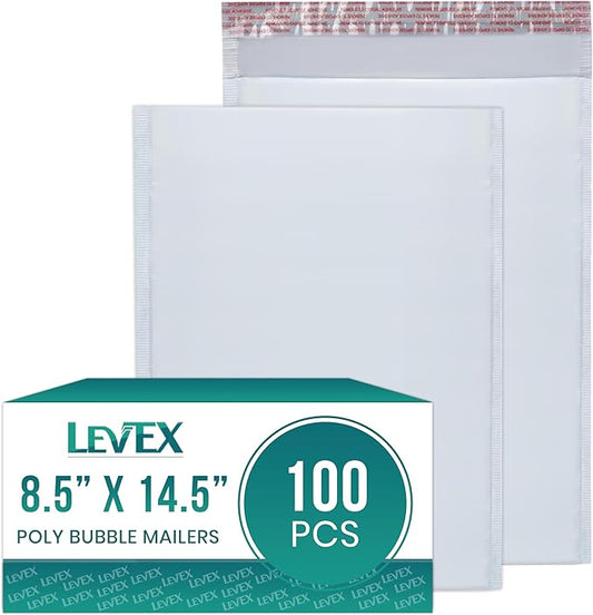 Levex - #3 8.5" x 14.5" [100 Pack] Poly Bubble Mailers, Padded Envelope Mailers, Packing Envelope & Mailing Bags for Shipping
