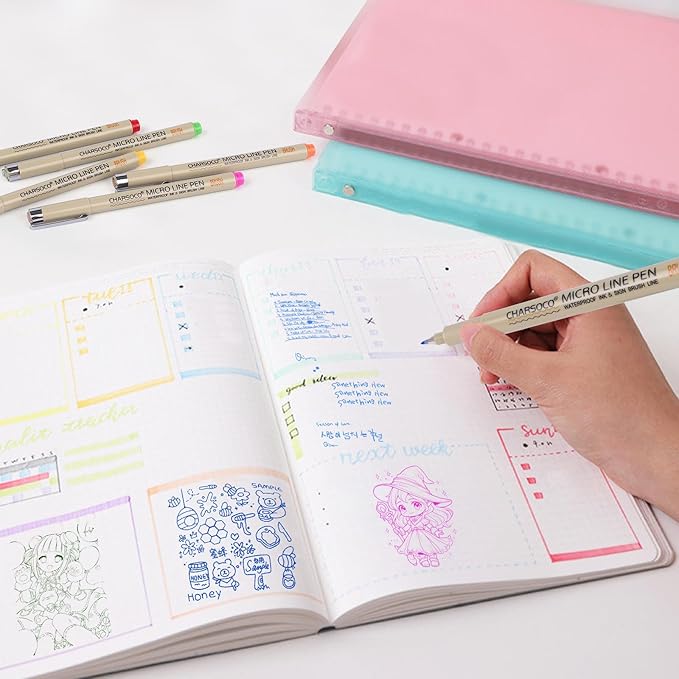 Brown Micro Pens, 12 Sizes in 0.23mm - 5mm, Waterproof Archival Ink, Fine Point Pen for Artist Illustration, Sketching, Anime, Manga and Technical Drawing