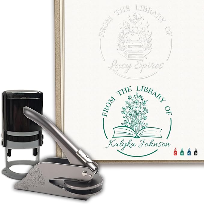 HDSD Custom Book Embosser,Personalized Your Name & Design,for Envelopes,Wedding Invitation,Christmas Book Embosser and More,Craft Your Own Elegant Book Stamps for Bibliophiles & Gift Giving