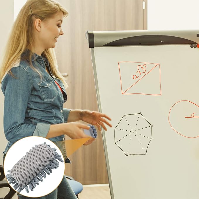 Zonon 4 Pieces Dry Erase Eraser Microfiber Shag Washable Whiteboard Eraser for Markers, Chalk, Classroom, Home and Office(Gray)