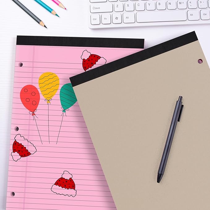HAUTOCO 2 Pack 8.5 x 11 Legal Pads Pink Wide Ruled Notepads Perforated Writing Pads, 30 Sheets Per Notepad, 3-Hole Punched Paper, Writing Note Pads for School, Home, Office, Business