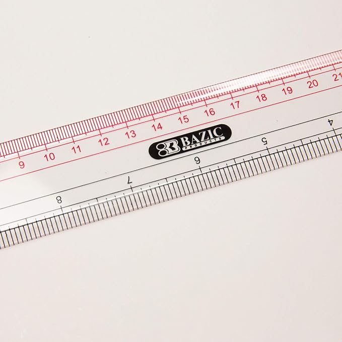 BAZIC Claro 12" (30cm) Transparent Plastic Ruler