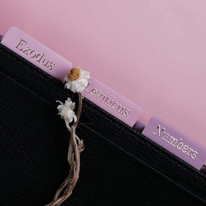 UPAFEXXI-Laminated Bible Tabs (Gold Foil Embossed Lettering), Bible Tabs for Women and Men, Reposition Large Print Stickers, Easy to Read and Apply, 80 Chapters Labels for Easy Navigation(Purple)