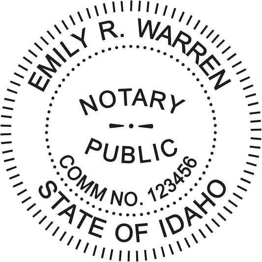 Round Notary Stamp for State of Idaho - Self Inking Stamp - Top Brand Unit with Bottom Locking Cover for Longer Lasting Stamp - 5 Year Warranty