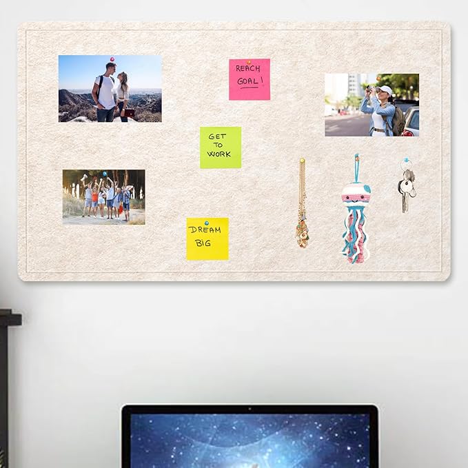 Large Bulletin Board - 72 X 48 inches Cork Board with 30 Pushpin, 6' x 4' Cork Board for Walls Pin Board, Self-Adhesive Felt Board Vision Board Foldable Photo Board for Wall (Oatmeal)