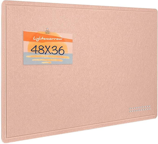 Large Bulletin Board - 48 x 36 Inches, Decorative Felt Pin Board for Wall - 4' x 3' Foldable Photo Display Board with Self-Adhesive Tape,Includes 20 Push Pins - Mauvey Pink