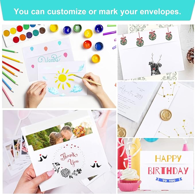 Joyberg 50 Packs 5x7 Envelopes, White A7 Envelopes for Invitations, Printable, Self Seal for Weddings, Invitations, Photos, Postcards, Greeting Cards, Mailing