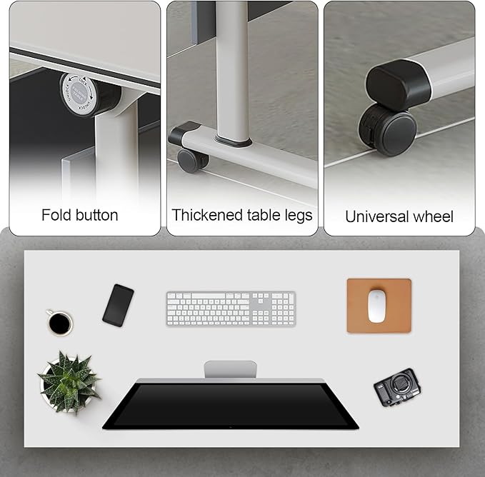 Folding Conference Table, Modern Large Conference Room Tables with Flip-Top Design, Foldable Conference Table Meeting Table with Wheels, Mobile Seminar Training Tables for Office Classroom (8, Gray)