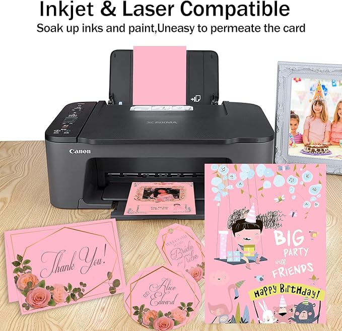 100 Sheets Pink Cardstock 8.5 x 11 Thick Paper, Goefun 80lb Card Stock Printer Paper for Arts & Crafts, Presentations, Stationary Printing