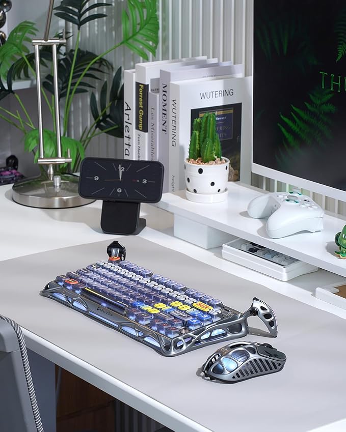 GravaStar Mercury K1 Pro Wireless Mechanical Gaming Keyboard, 75% Layout RGB Custom Keyboard, Hot-Swappable Linear Switches – Aluminum Alloy, Interstellar Silver Brushed Metal Look