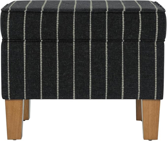 Home Decor | Dinah Collection Modern Storage Ottoman | Ottoman with Storage for Living Room & Bedroom(Black with Boucle Stripe)
