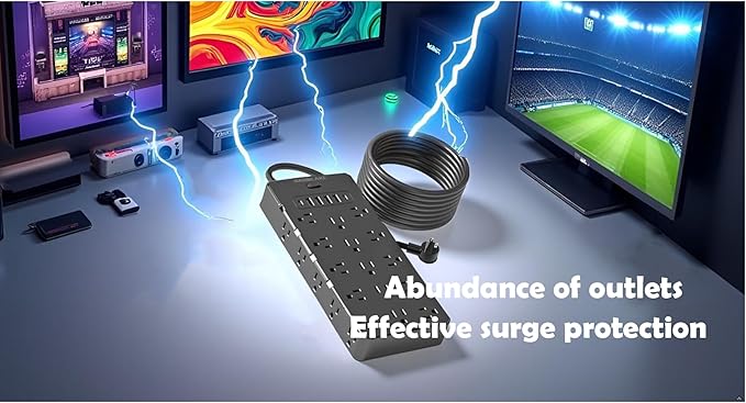 Heavy Duty Surge Protector Power Strip - 25 AC Outlets, 6 USB Ports, 4000J Protection, 6.5ft 14AWG Extension Cord, Flat Plug, Mountable,ETL Listed