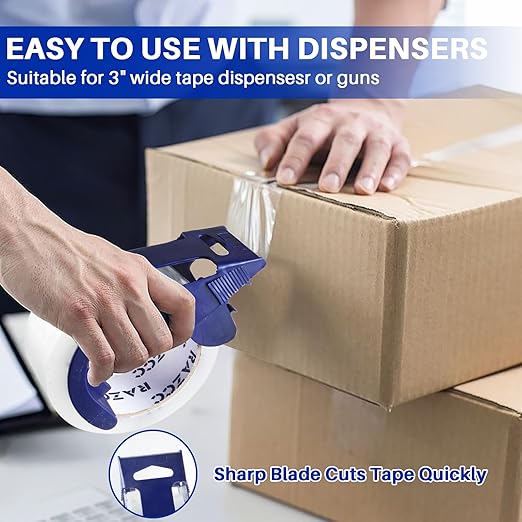 Clear Packing Tape, 12 Rolls Heavy Duty Packaging Tape with Dispensers for Packing Shipping Moving and Sealing, Thicker Packing Tape-2" x 65 Yards Per Roll, 780 Total Yards