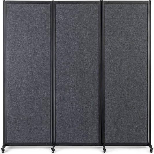 Room Partition,Office Divider,Portable Commercial Screen Dividers,Privacy Partition Separator,Classroom School Dividers,6'4"W x 6'7"H,3 Panel,Grey